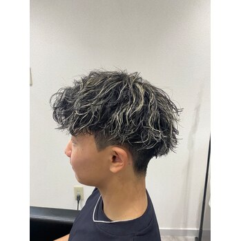 極上カットホワイトメッシュパーマ | BOOST men's hair salon