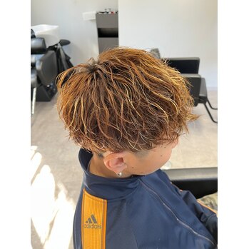 カットパーマメッシュ+カラー | BOOST men's hair salon