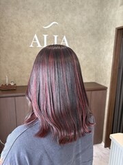 メッシュ/ハイライト/ボルドーカラー【間瀬】 | ALIA 小豆餅店